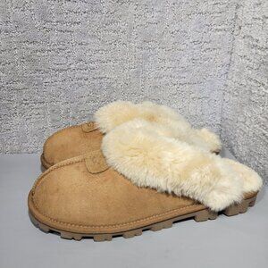 UGG Coquette Womens Size US 10 Chestnut Suede Sheepskin Lining Slip On Slipper